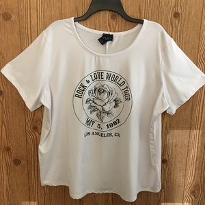 Rue+ Rock & Love World Tour White Tee Plus Size 1X
